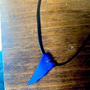 Mock shark tooth necklace made outta beach glass 🦈